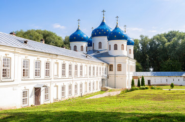 Fototapeta na wymiar Holy Cross Cathedral (1763) at the St. George's (Yuriev) Orthodox Male Monastery