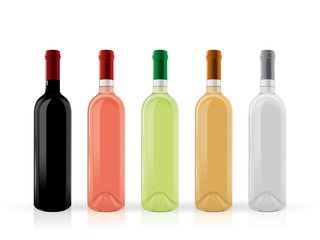 transparent bottles of wine mock up vector template