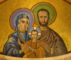 LONDON, GREAT BRITAIN - SEPTEMBER 17, 2017: The mosaic of Holy Family in Westminster cathedral...