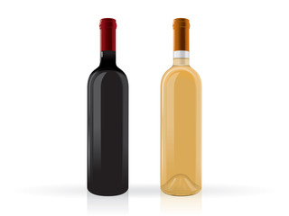 transparent bottles of wine mock up vector template