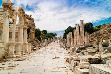 Historic archaeological site of Ephesus in Turkey.