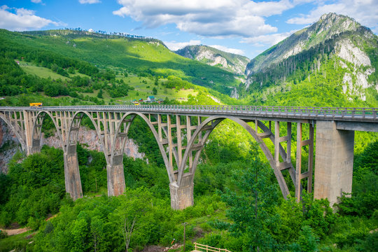 The Djurdjevic Bridge crosses the canyon of the Tara River in the north of Montenegro.