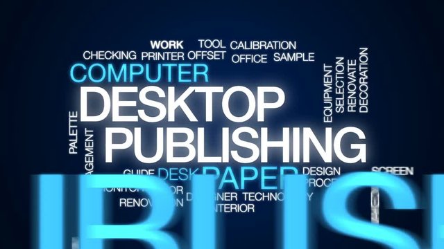 Desktop publishing animated word cloud, text design animation.