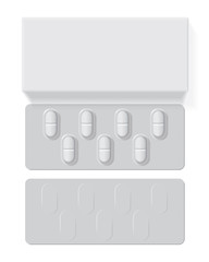 pack with  tablets medicines mock up vector template