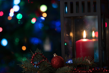 Fototapeta na wymiar lantern with a candle of Christmas