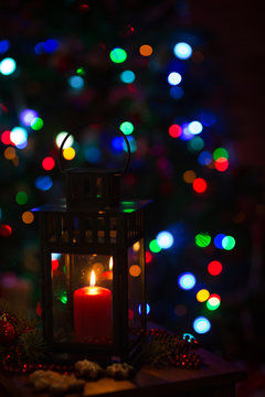 lantern with a candle of Christmas