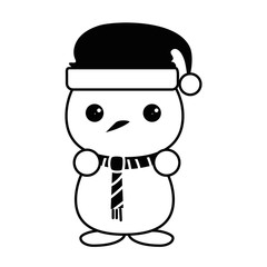 snowman with christmas hat kawaii character