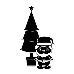 cute santa claus with pine kawaii character
