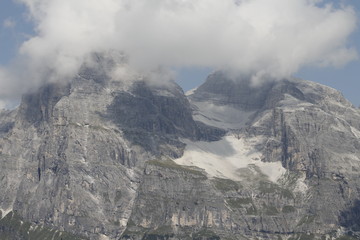 view of mountains with glacier on the Alps in Italy