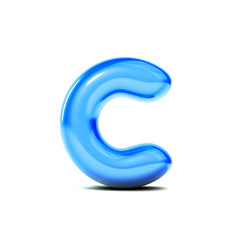 glossy letter C bubble font isolated on white background. 3D Rendering