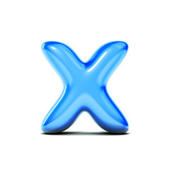 glossy letter X bubble font isolated on white background. 3D Rendering
