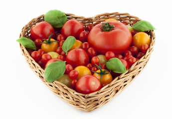 Tomatoes in a heartshaped basked