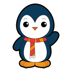 cute penguin with christmas scarf kawaii