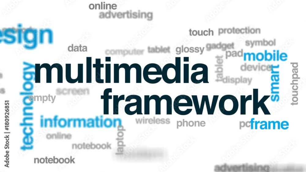 Poster multimedia framework animated word cloud, text design animation.