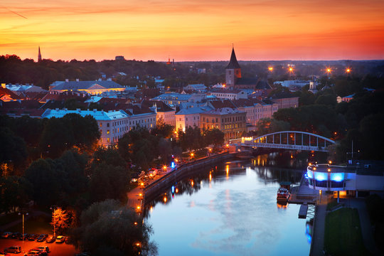 evening panoramic view of Tartu