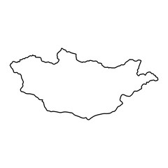 Mongolia map of black contour curves on white background of vector illustration