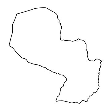 Paraguay map of black contour curves on white background of vector illustration