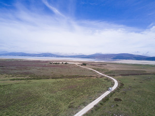 Campervan Driving on a single Road Track in northern Spain