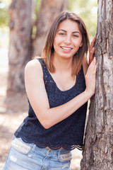 Beautiful Young Ethnic Woman Portrait Outside.