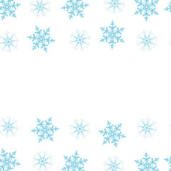 Festive decorative frame made of snowflakes on a white background. For posters, postcards, greeting for Christmas, new year.