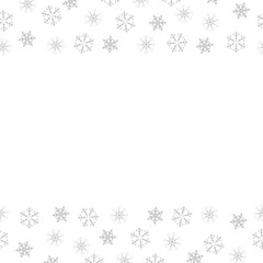Festive decorative frame made of snowflakes on a white background. For posters, postcards, greeting for Christmas, new year.