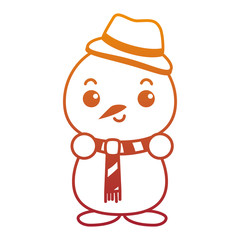 snowman with christmas hat kawaii character