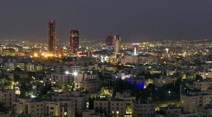 Modern towers in abdali area at night - night shot of the new downtown