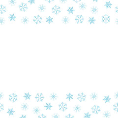 Festive decorative frame made of snowflakes on a white background. For posters, postcards, greeting for Christmas, new year.