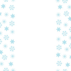 Festive decorative frame made of snowflakes on a white background. For posters, postcards, greeting for Christmas, new year.