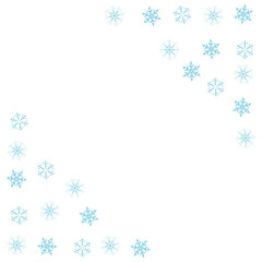 Festive decorative frame made of snowflakes on a white background. For posters, postcards, greeting for Christmas, new year.