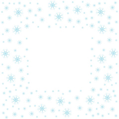 Festive decorative frame made of snowflakes on a white background. For posters, postcards, greeting for Christmas, new year.