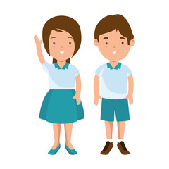 little students with uniform characters