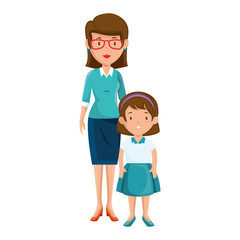 beautiful teacher female with student avatar character