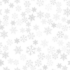 Festive Christmas background of snowflakes. For postcards, poster, invitation design for new year. Seamless pattern.