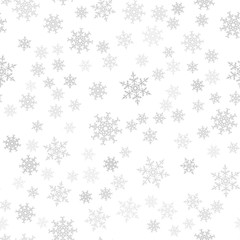 Seamless pattern. Christmas abstract background made of snowflakes on white. Design postcards, posters, greeting for the new year.
