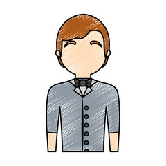 colored waiter man doodle  over white  background  vector illustration