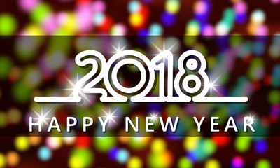 Happy new year 2018 on blurred lights background
