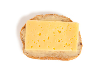 grain bread with butter and cheese isolated on a white background