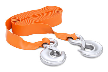 Car tow rope, automotive towing rope. 3D rendering