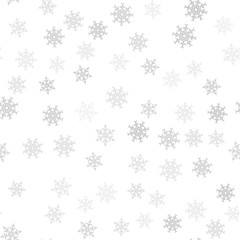 Seamless pattern. Christmas abstract background made of snowflakes on white. Design postcards, posters, greeting for the new year.