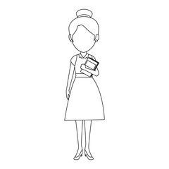 beautiful teacher female with books avatar character
