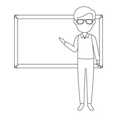 teacher male with chalkboard avatar character