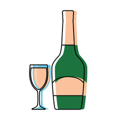 champagne bottle and glasses icon over white background vector illustration