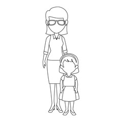 beautiful teacher female with student avatar character