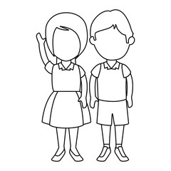 little students with uniform characters