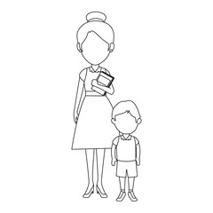 beautiful teacher female with student avatar character