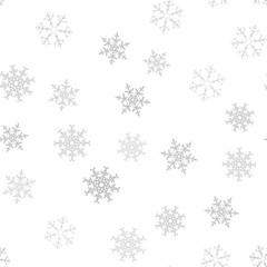 Seamless pattern. Christmas abstract background made of snowflakes on white. Design postcards, posters, greeting for the new year.