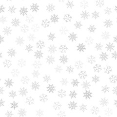 Seamless pattern. Christmas abstract background made of snowflakes on white. Design postcards, posters, greeting for the new year.