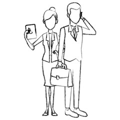 Business couple teamwork icon vector illustration graphic design