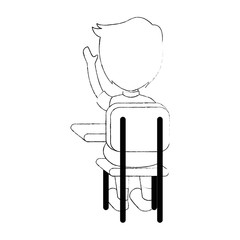 little student in school chair vector illustration design